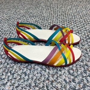 Crocs Womens Rainbow Huaraches Open Sandal Size 10